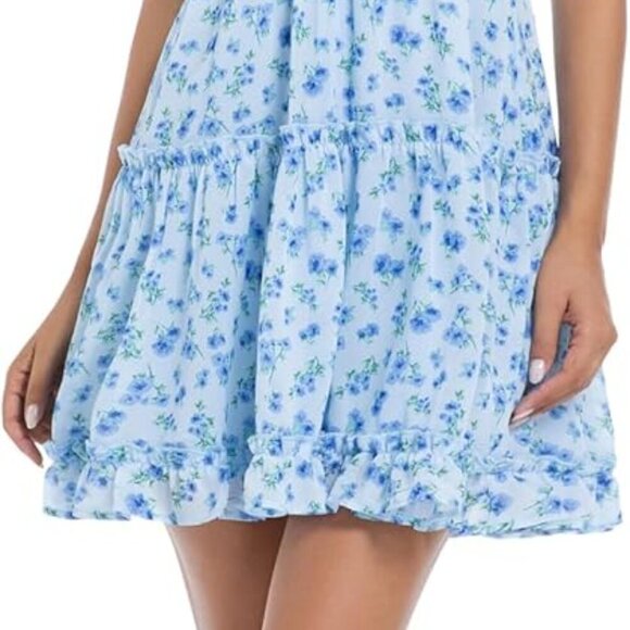 Women Summer Strapless Boho Mini Dress Polyester Beach Occasion Flowy - Picture 7 of 7